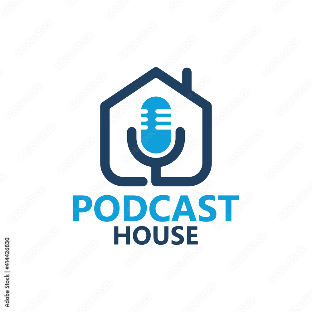 Podcast house logo template design Podcast house logo template design