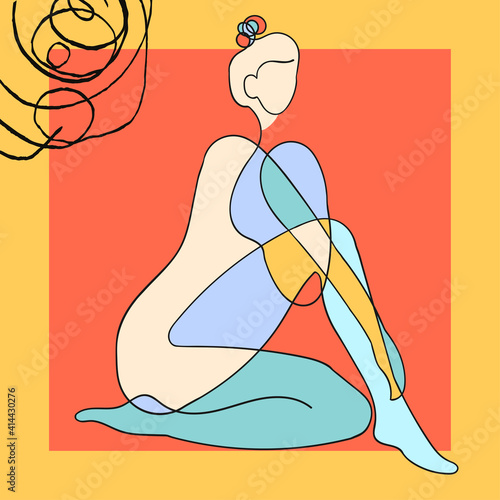 Outline illustration of woman body on abstract background