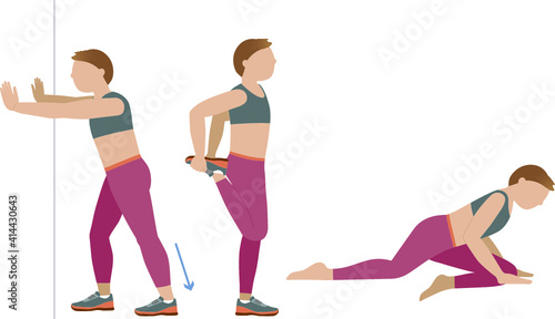Woman doing stretches - illustration