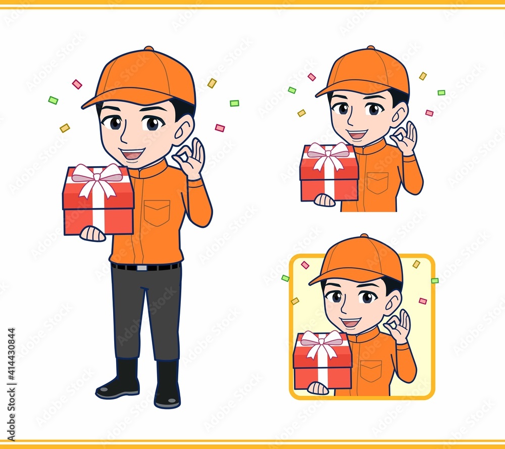 Young man in orange work clothes