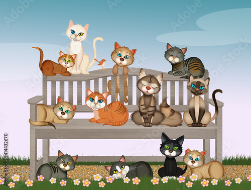 ilustracja kolonii kotów