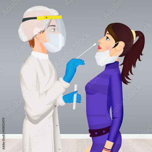 illustration of woman makes the swab test