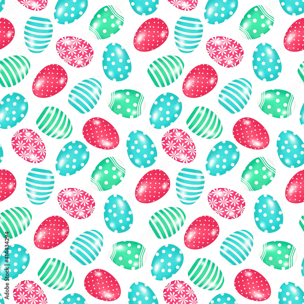 Hand drawn seamless pattern of many eggs with lines, circles, flowers. Easter holiday collection. Colorful spring doodle illustration for greeting card, invitation, wallpaper, wrapping paper, fabric Hand drawn seamless pattern of many eggs with lines, circles, flowers. Easter holiday collection. Colorful spring doodle illustration for greeting card, invitation, wallpaper, wrapping paper, fabric