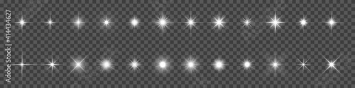 Sparkling star, vector glowing star light effect. Glitter magic star sparks on transparent background. photo