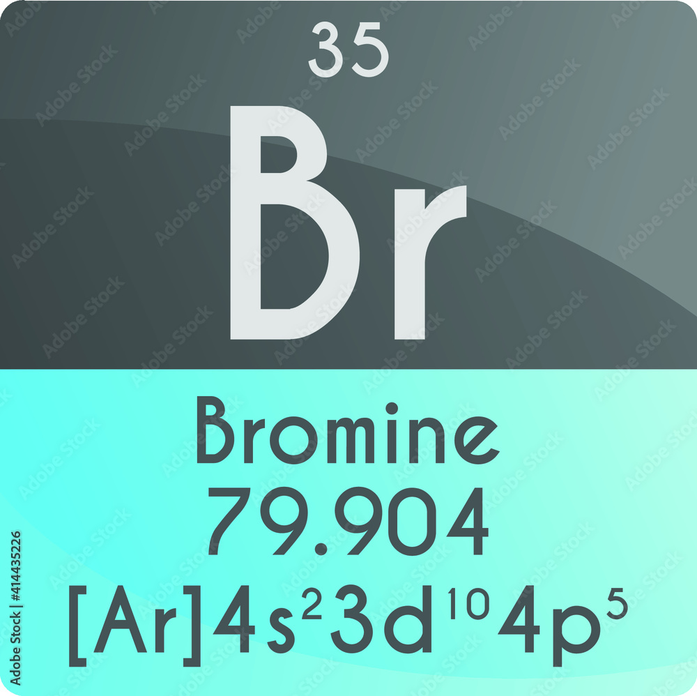 Br Bromine Halogen Chemical Element Periodic Table. Square vector