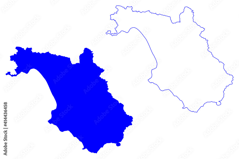 Salerno province (Italy, Italian Republic, Campania region) map vector illustration, scribble sketch Province of Salerno map