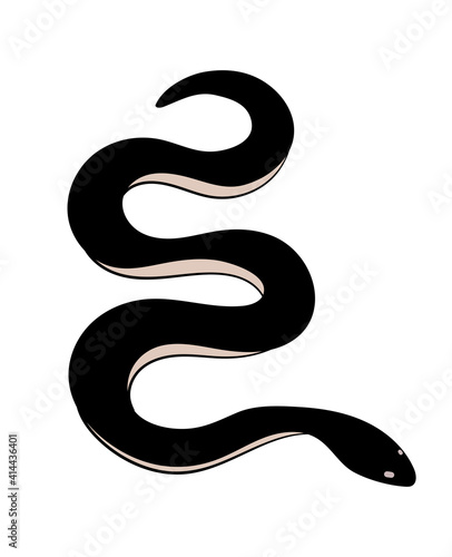 Wallpaper Mural Simple black silhouette of a crawling snake. Boho tattoo, mystical icon for a witch, a symbol of wisdom and deceit. Vector illustration isolated on white background. Torontodigital.ca