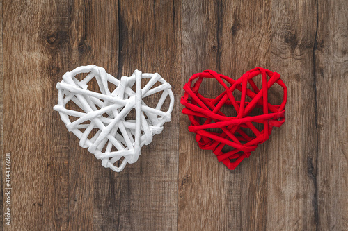 paper  hearts on wooden background