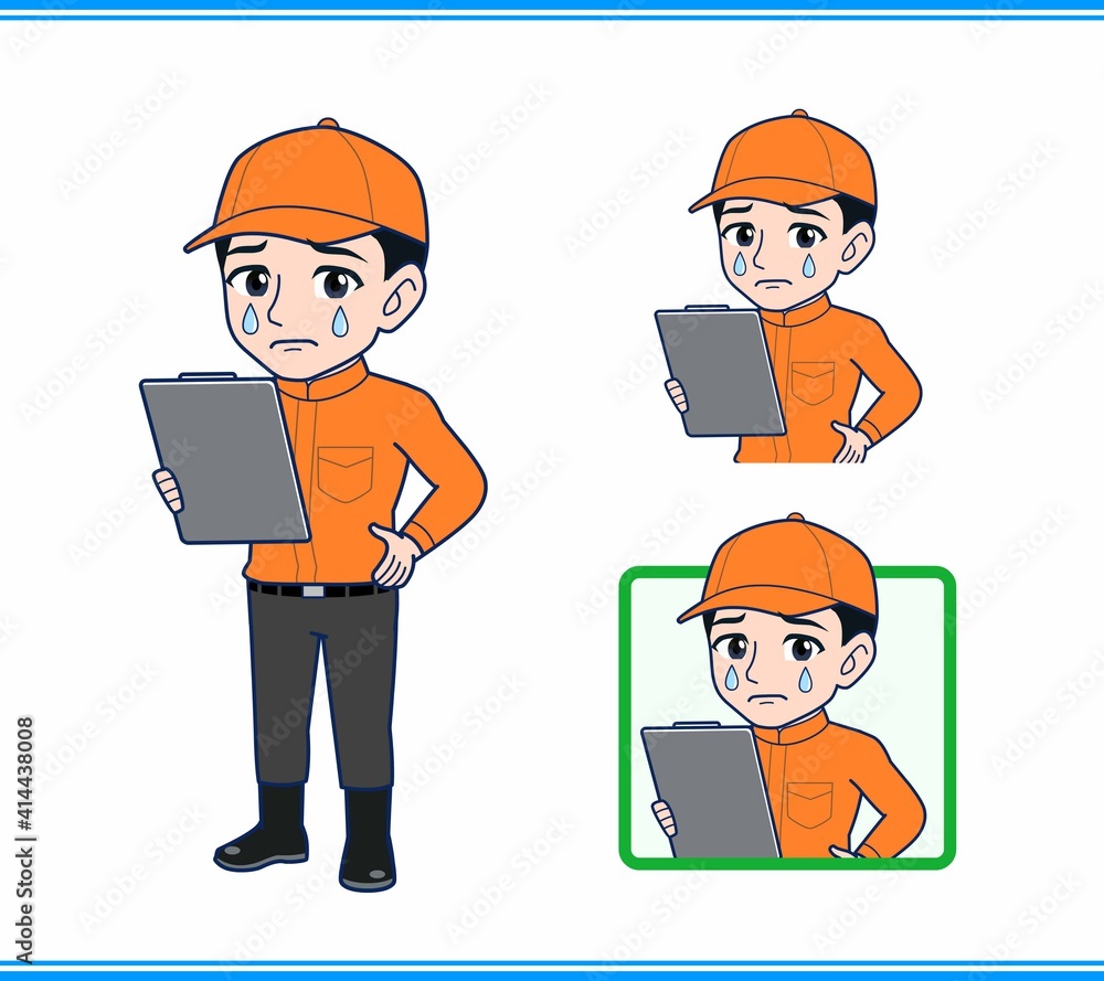 Young man in orange work clothes Young man in orange work clothes