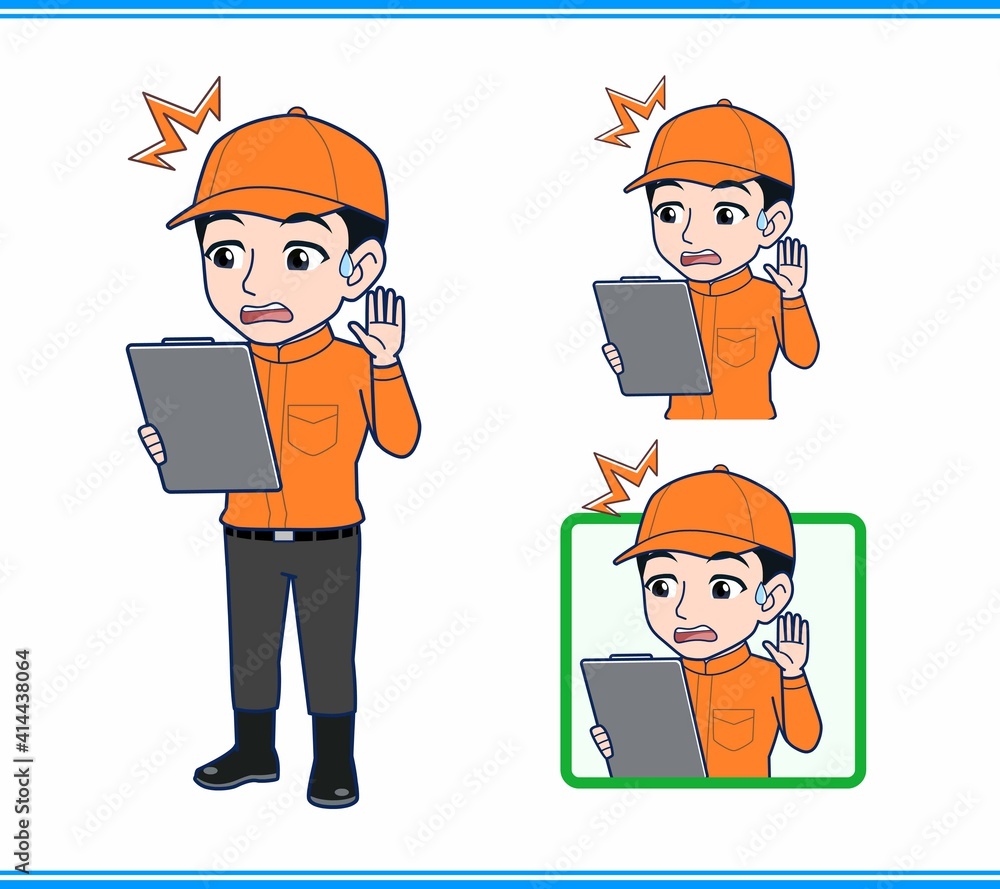 Young man in orange work clothes Young man in orange work clothes