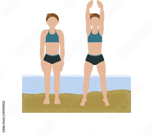 Woman doing scissor exercise - illustration