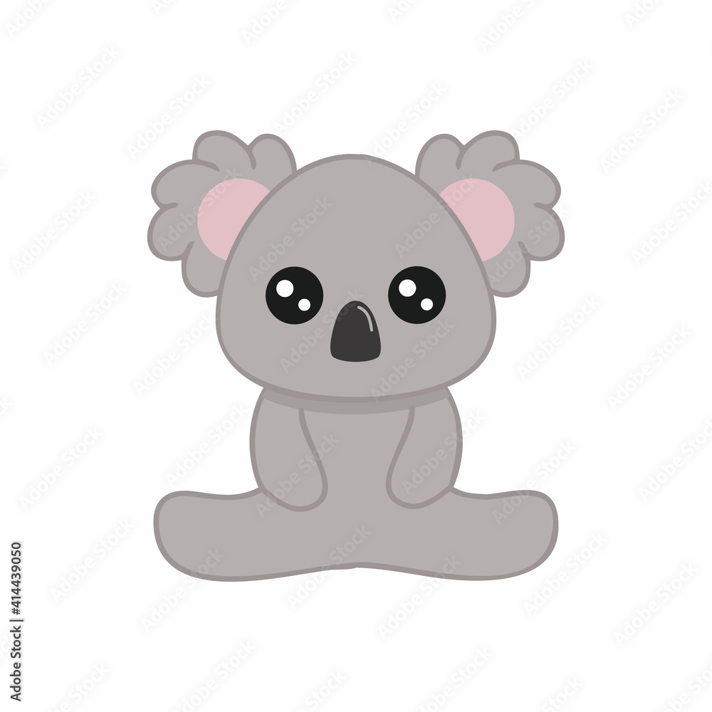 Obraz premium Cute koala with big eyes isolated on a white background. Vector illustration in cartoon style
