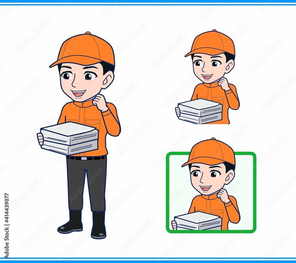 Young man in orange work clothes Young man in orange work clothes