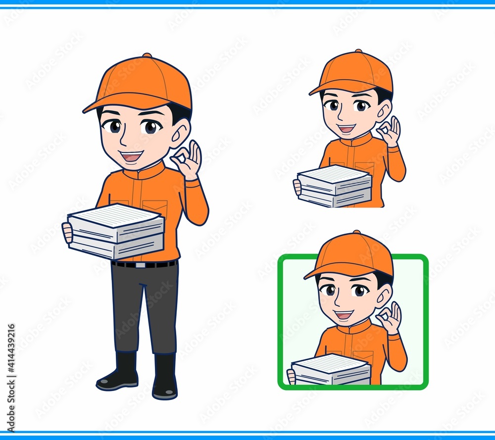 Young man in orange work clothes Young man in orange work clothes