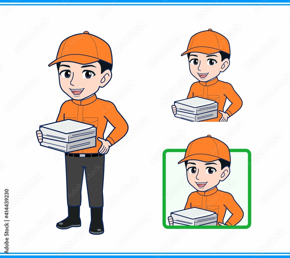 Young man in orange work clothes Young man in orange work clothes