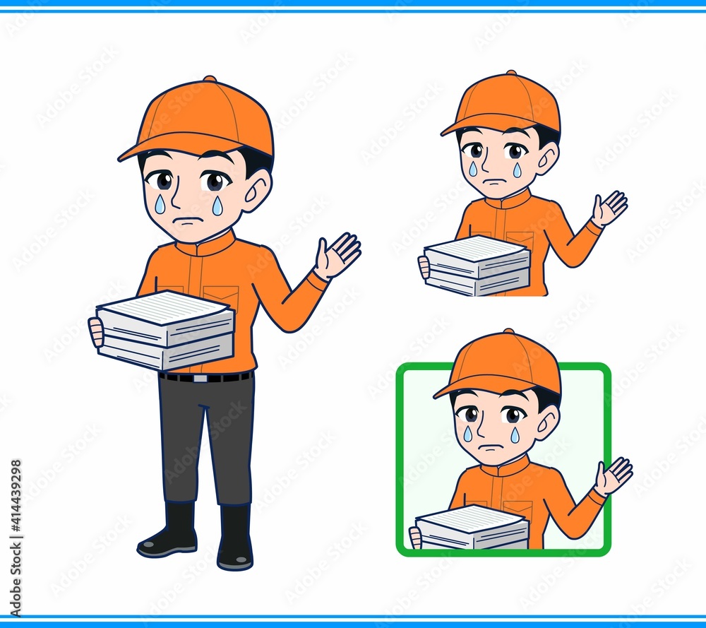 Young man in orange work clothes Young man in orange work clothes