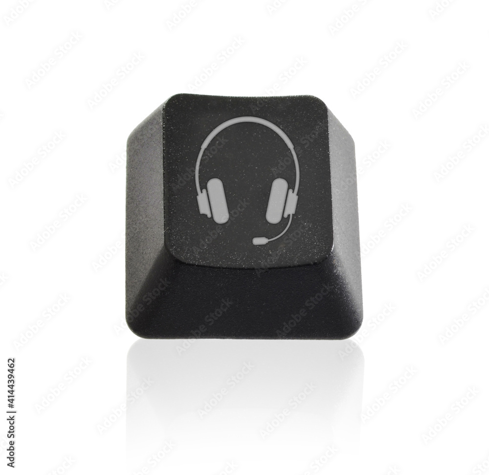 headphones icon on metal internet button headphones icon on metal internet button