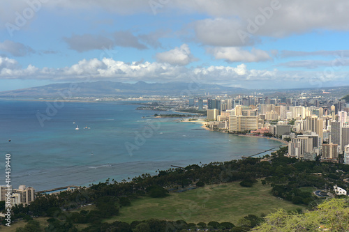 Scenic view of Waikiki from top of Diamond Head
