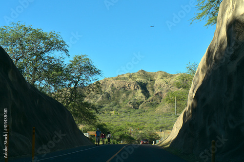 Scenic view of Diamand Head from the tunnel entrance; in Honolulu, O'ahu, Hawai'i.