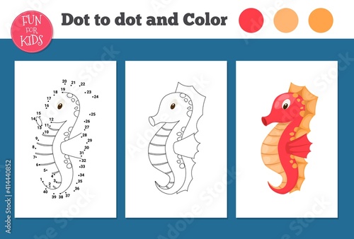 Dot to dot game for kids home schooling. Coloring page for children education.