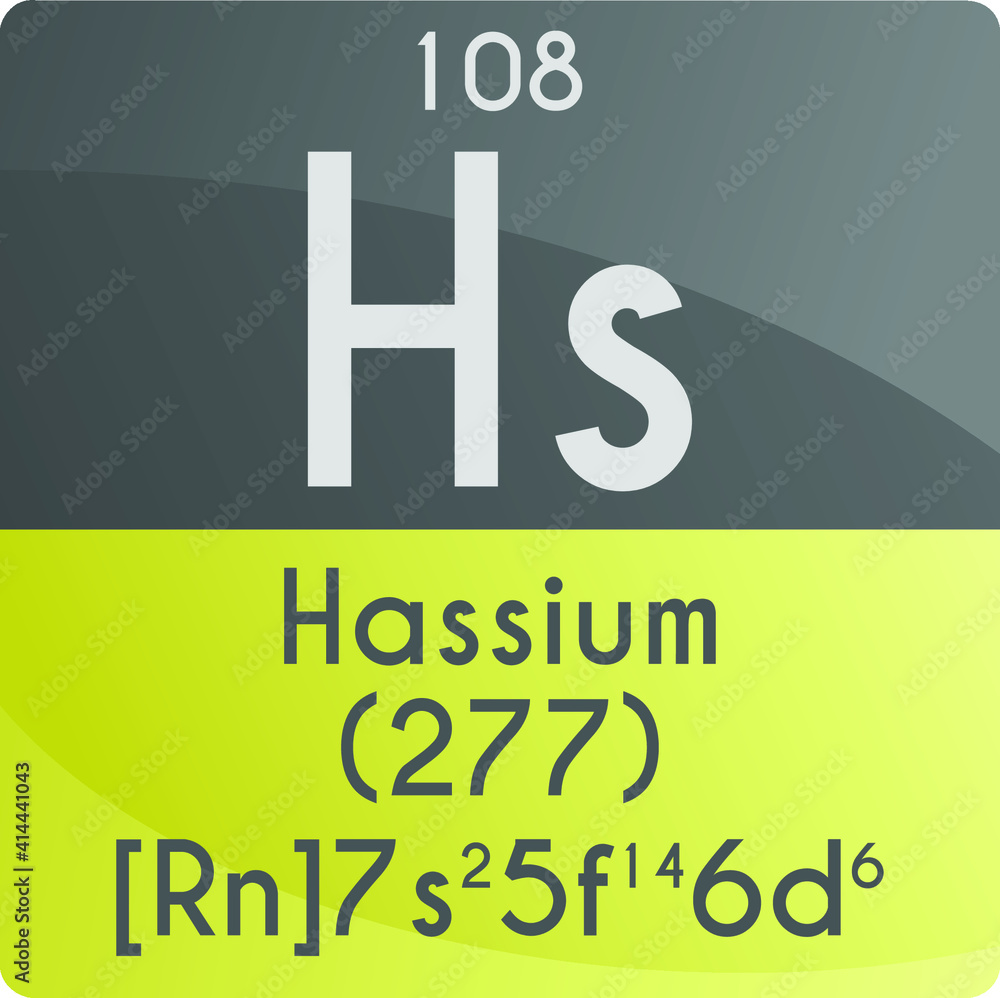 Hs Hassium Transition metal Chemical Element Periodic Table. Square ...