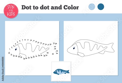 Dot to dot game for kids home schooling. Coloring page for children education.