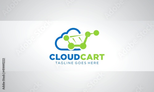 Cloud Cart online shopping E-Commerce Logo Design
