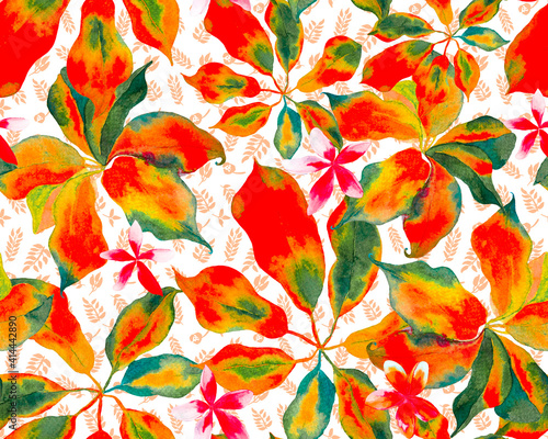 Schefflera Arboricola Seamless Pattern. photo