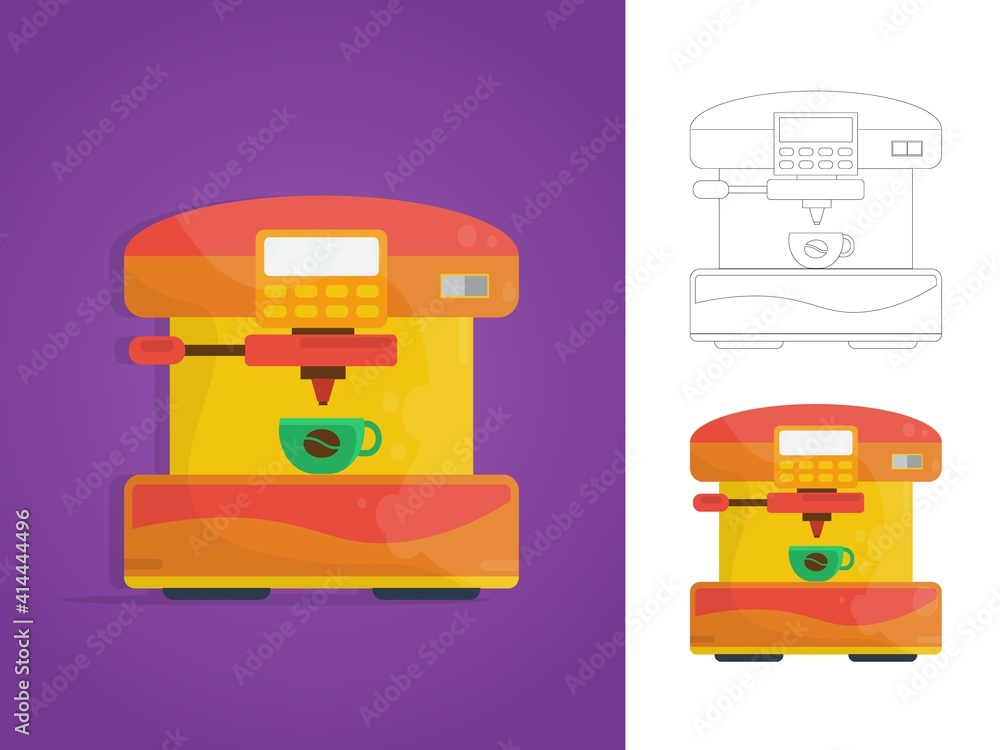 Coffee machine and Coffee cup flat style. isolated on background. vector illustration Coffee machine and Coffee cup flat style. isolated on background. vector illustration