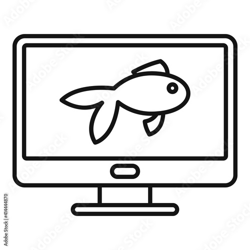 Fish monitor icon. Outline fish monitor vector icon for web design isolated on white background