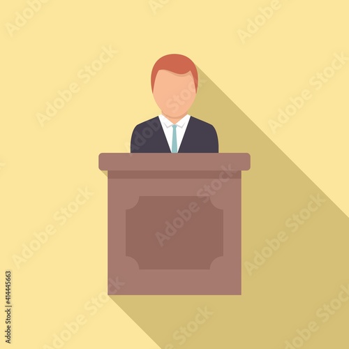 Prosecutor tribune icon. Flat illustration of prosecutor tribune vector icon for web design