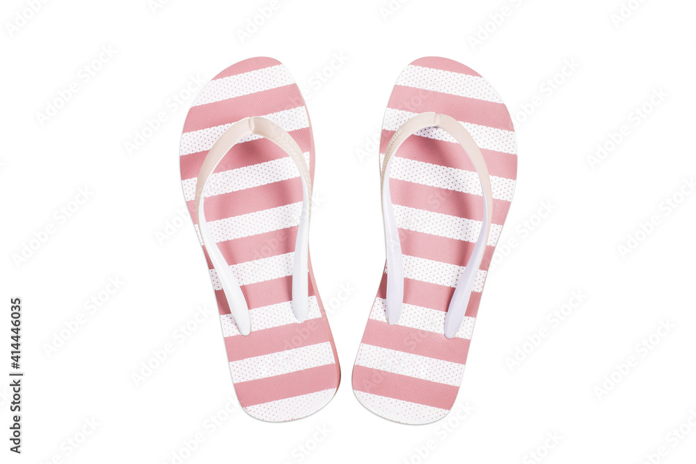 Pink flip flop sandals beach shoes isolated on white. Pink flip flop sandals beach shoes isolated on white.