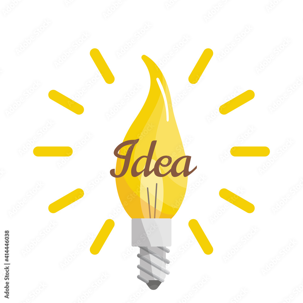 Fototapeta premium Creative idea in light lamp shape as inspiration concept. Effective thinking concept. Bulb icon with innovation idea. business illustration concept