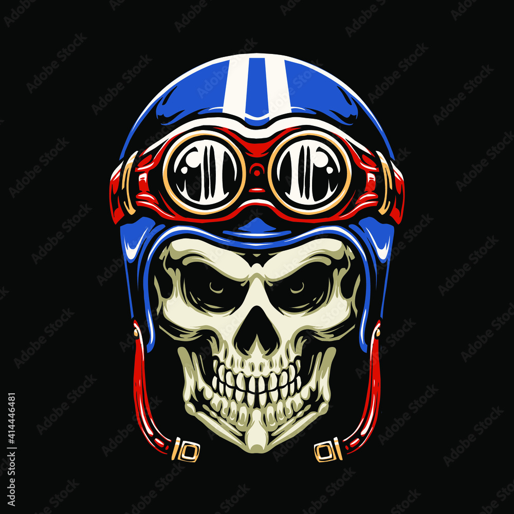 skull motorcycle helmet vector illustration Stock Vector | Adobe Stock