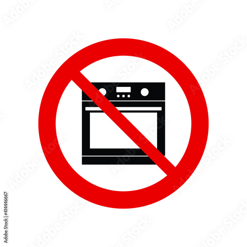 no stove, oven icon. Prohibited gas cooker  icon. 