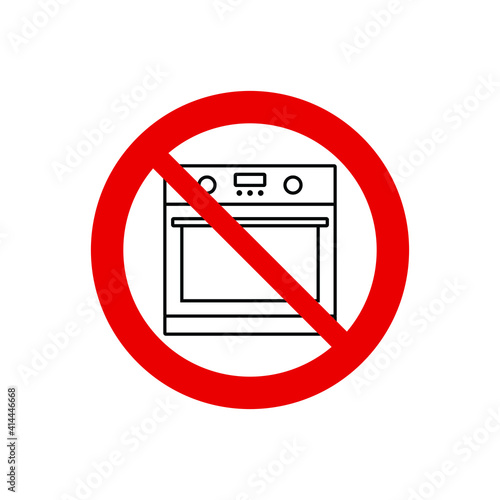 no stove, oven icon. Prohibited gas cooker  icon. 