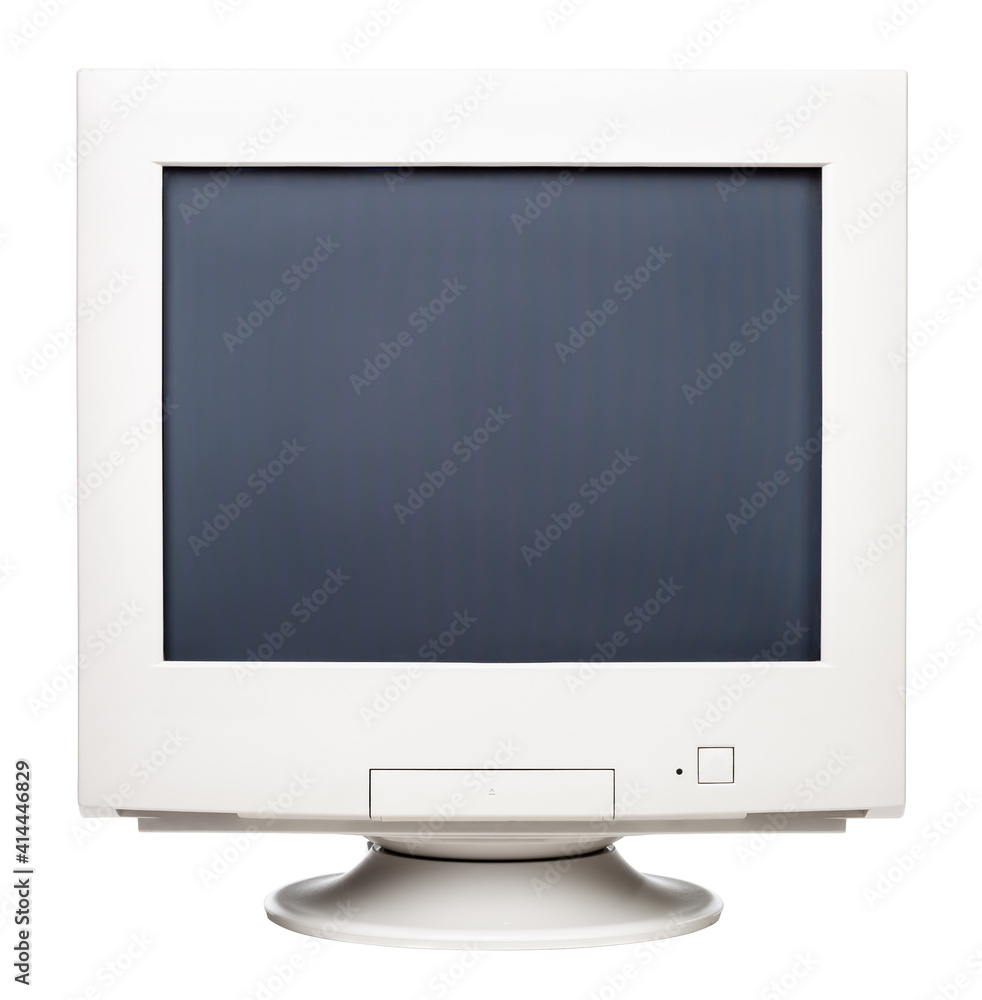 Old CRT computer monitor front isolated on white Old CRT computer monitor front isolated on white