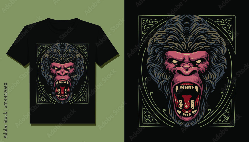 gorilla head t shirt vector illustration gorilla head t shirt vector illustration