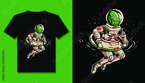 alien with ufo vector illustration