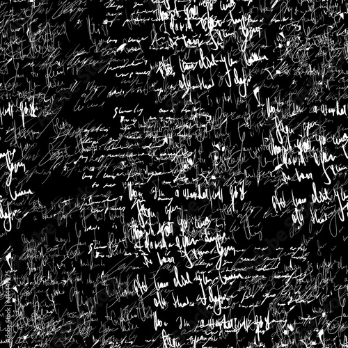 Seamless vector pattern. White text on a black background.