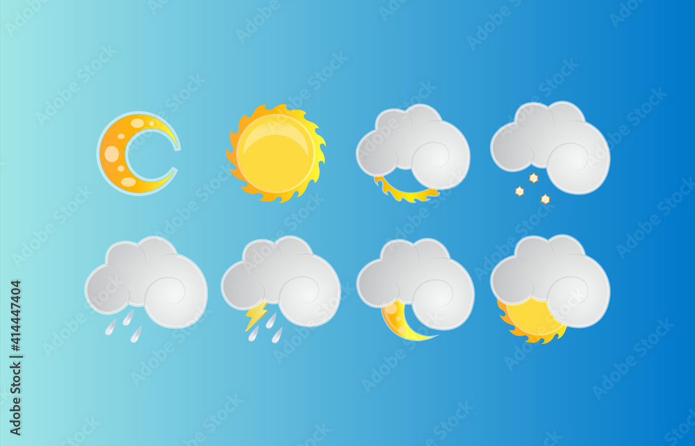 Modern weather icons set. collection of weather forecast sign symbols Modern weather icons set. collection of weather forecast sign symbols