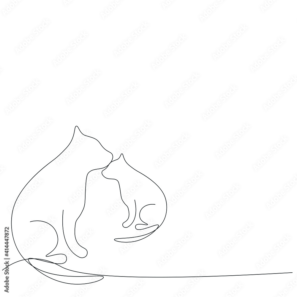 Cats animal line drawing, vector illustration Cats animal line drawing, vector illustration