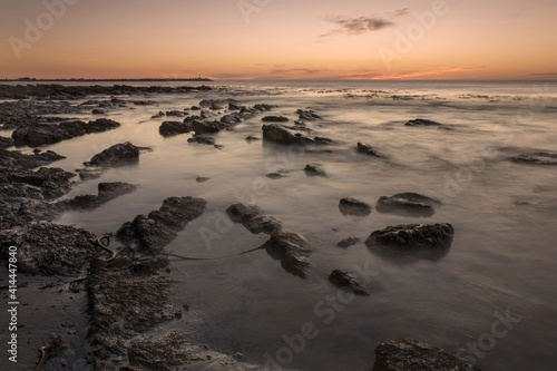 A sunset scene overlooking the coast and harbor in Lambert s Bay  Western Cape  South Africa  West Coast area.