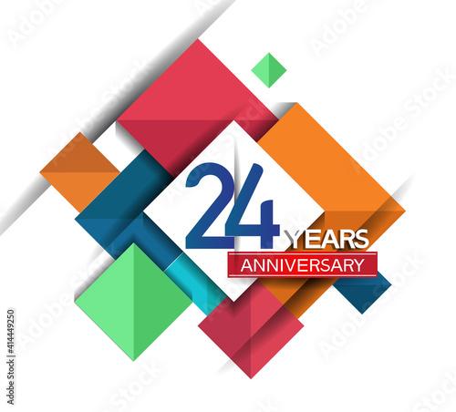 24 years anniversary design colorful square style isolated on white background can be use for invitation, party, and celebration event