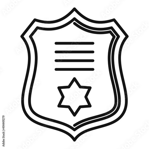 Prosecutor gold emblem icon. Outline prosecutor gold emblem vector icon for web design isolated on white background
