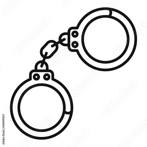 Prosecutor handcuffs icon. Outline prosecutor handcuffs vector icon for web design isolated on white background