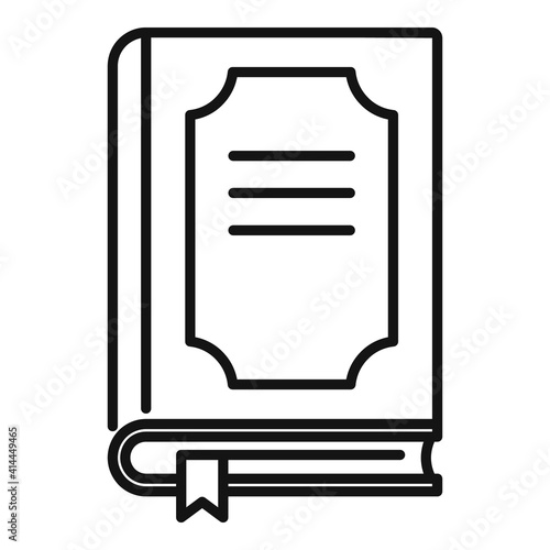 Prosecutor book icon. Outline prosecutor book vector icon for web design isolated on white background