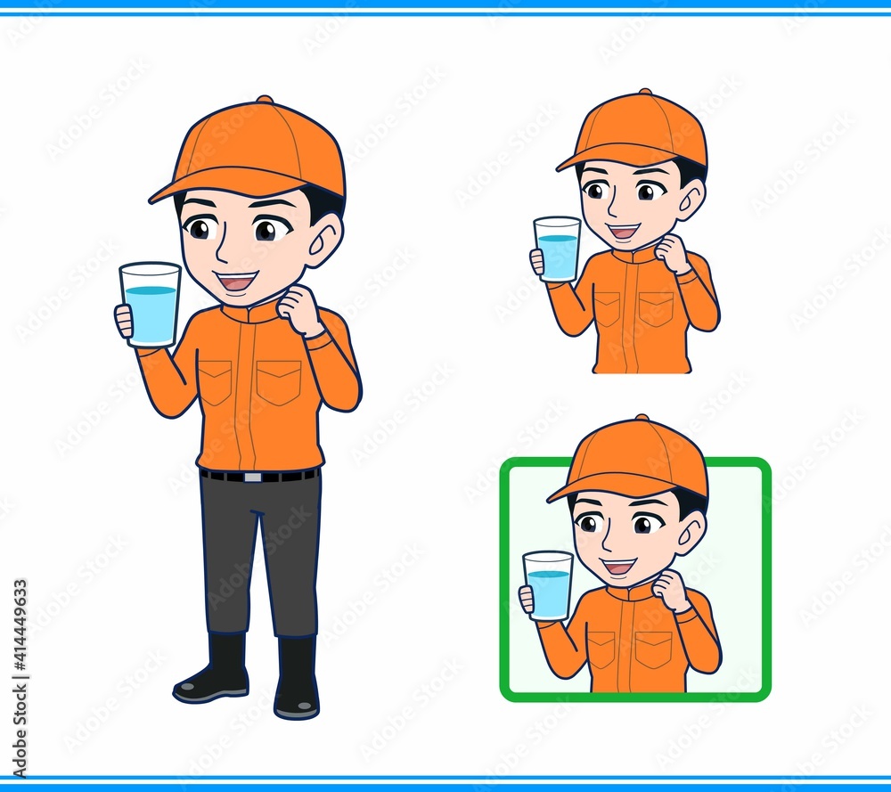 Young man in orange work clothes Young man in orange work clothes