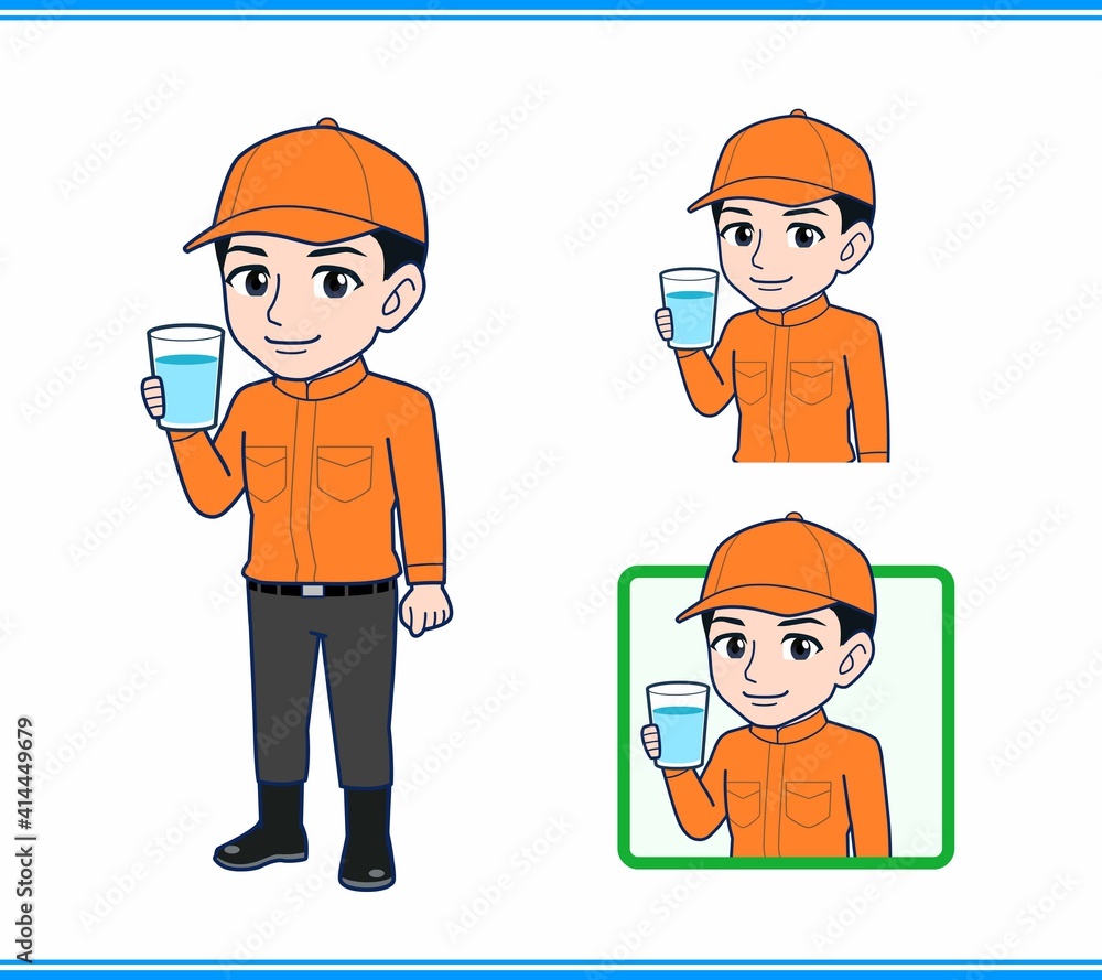 Young man in orange work clothes Young man in orange work clothes