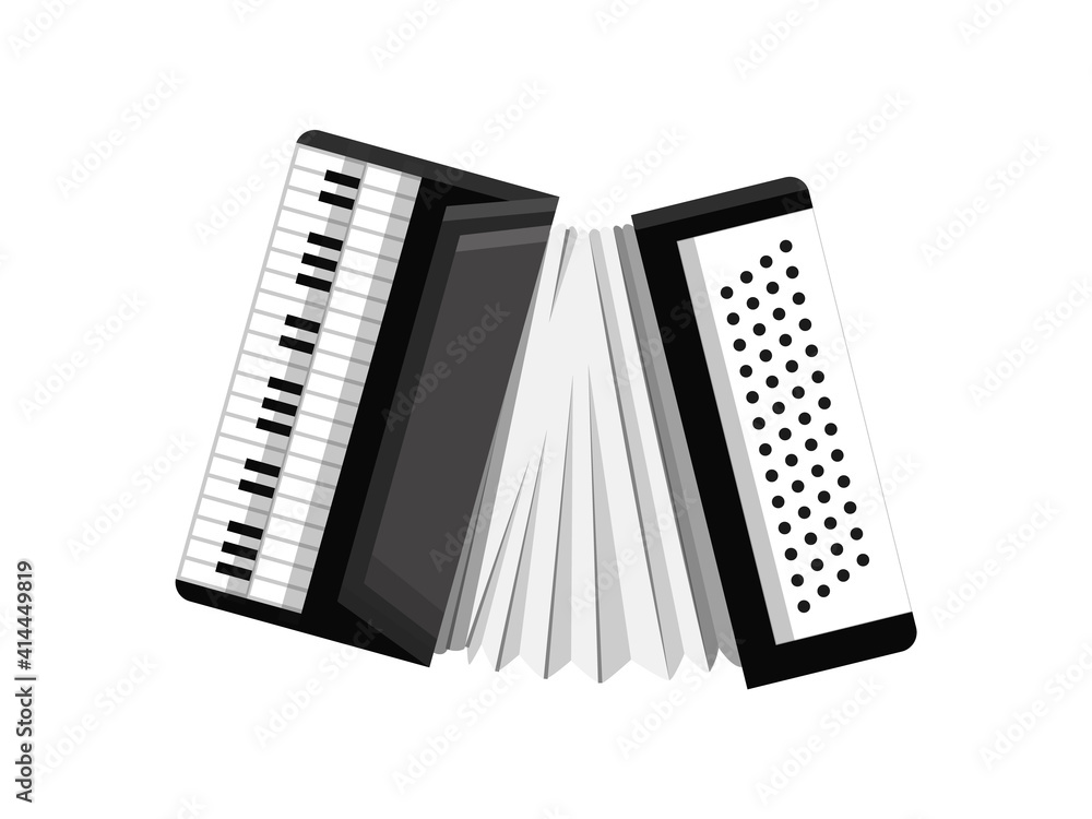 Musical Keyboard instrument. Isolated image of a accordion. illustration - musician equipment. Tool for music lover Musical Keyboard instrument. Isolated image of a accordion. illustration - musician equipment. Tool for music lover